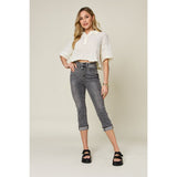 Judy Blue Full Size Button Fly High Waist Cuffed Capris - Spicie's Boutique