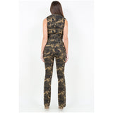 American Bazi V-Cut Ruched Camo Flare Pants - Spicie's Boutique