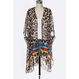 Color Stripe Leopard Kimono - Spicie's Boutique
