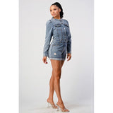 LONG SLEEVE DENIM ROMPER - Spicie's Boutique