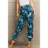 Smocked Plant Print Long Pants - Spicie's Boutique