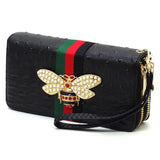Queen Bee Stripe Ostrich Double Zip Around Wallet - Spicie's Boutique