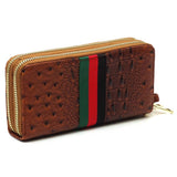 Queen Bee Stripe Ostrich Double Zip Around Wallet - Spicie's Boutique