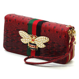 Queen Bee Stripe Ostrich Double Zip Around Wallet - Spicie's Boutique