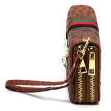 Queen Bee Stripe Ostrich Double Zip Around Wallet - Spicie's Boutique