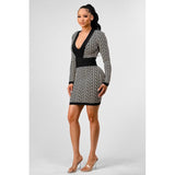 ATHINA BLACK AND WHITE PRINT BANDAGE DRESS - Spicie's Boutique