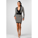 ATHINA BLACK AND WHITE PRINT BANDAGE DRESS - Spicie's Boutique