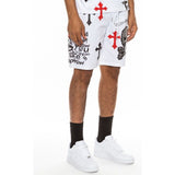 Mens Chrome Cross Skull Shorts - Spicie's Boutique