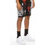 Mens Chrome Cross Skull Shorts - Spicie's Boutique