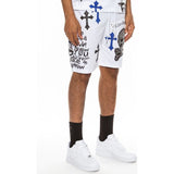 Mens Chrome Cross Skull Shorts - Spicie's Boutique