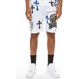 Mens Chrome Cross Skull Shorts - Spicie's Boutique