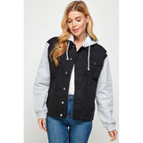 Women's Denim Jacket with Fleece Hoodies - Spicie's Boutique