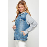 Women's Denim Jacket with Fleece Hoodies - Spicie's Boutique