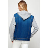 Women's Denim Jacket with Fleece Hoodies - Spicie's Boutique