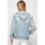 Women's Denim Jacket with Fleece Hoodies - Spicie's Boutique