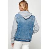 Women's Denim Jacket with Fleece Hoodies - Spicie's Boutique