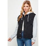Women's Denim Jacket with Fleece Hoodies - Spicie's Boutique