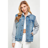 Women's Denim Jacket with Fleece Hoodies - Spicie's Boutique