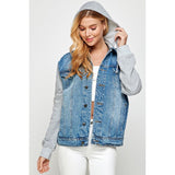 Women's Denim Jacket with Fleece Hoodies - Spicie's Boutique
