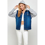 Women's Denim Jacket with Fleece Hoodies - Spicie's Boutique