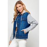 Women's Denim Jacket with Fleece Hoodies - Spicie's Boutique