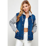Women's Denim Jacket with Fleece Hoodies - Spicie's Boutique