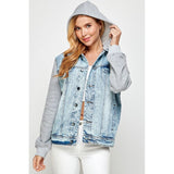Women's Denim Jacket with Fleece Hoodies - Spicie's Boutique