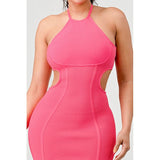 HALTER HOLLOW OUT BODYCON BANDAGE DRESS - Spicie's Boutique