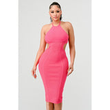 HALTER HOLLOW OUT BODYCON BANDAGE DRESS - Spicie's Boutique
