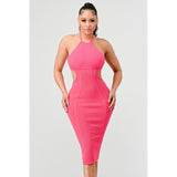 HALTER HOLLOW OUT BODYCON BANDAGE DRESS - Spicie's Boutique