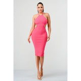 HALTER HOLLOW OUT BODYCON BANDAGE DRESS - Spicie's Boutique