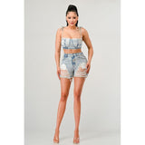 ATHINA No strings attached distressed denim set - Spicie's Boutique
