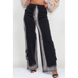 BLACK LINE WASHED CASUAL DENIM JEANS - Spicie's Boutique