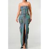 ATHINA VINTAGE HAND WASHED BUTTON UP SLIT DRESS - Spicie's Boutique