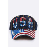 USA Rhinestone Statement Baseball Cap - Spicie's Boutique