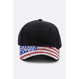 Rhinestone USA Flag Brim Baseball Cap - Spicie's Boutique