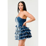 Denim Delight Tiered Ruffle Dress - Spicie's Boutique
