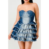 Denim Delight Tiered Ruffle Dress - Spicie's Boutique