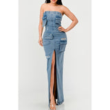 Urban Chic Denim Gown - Spicie's Boutique