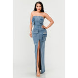 Urban Chic Denim Gown - Spicie's Boutique