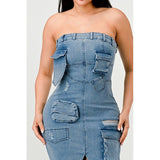 Urban Chic Denim Gown - Spicie's Boutique