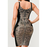 Dark Aztec Printed Bandage Dress - Spicie's Boutique