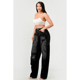 Athina Black washed out cargo pants - Spicie's Boutique