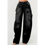 Athina Black washed out cargo pants - Spicie's Boutique