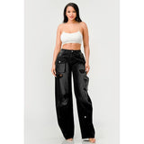 Athina Black washed out cargo pants - Spicie's Boutique