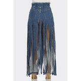 Bohemian Rhapsody Fringe Denim Skirt - Spicie's Boutique