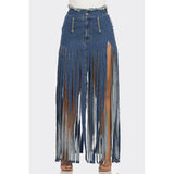 Bohemian Rhapsody Fringe Denim Skirt - Spicie's Boutique