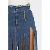 Bohemian Rhapsody Fringe Denim Skirt - Spicie's Boutique