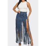 Bohemian Rhapsody Fringe Denim Skirt - Spicie's Boutique