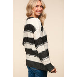 Haptics Striped Contrast Distressed Sweater - Spicie's Boutique